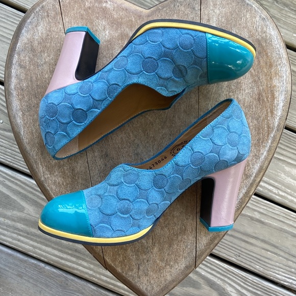 John Fluevog Shoes Attic Iris Patent Toe Pump in Blue Leather Women's Size 6-6.5 - Picture 14 of 16